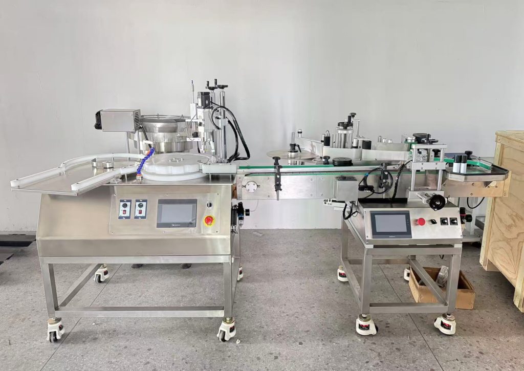 desktop automatic filling capping and labeling machine line 1 200ml for essential oil shampoo oil with conveyor